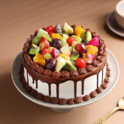 Chocolate Fruit Fiesta Cake - Delicious Heart-Shaped Treat