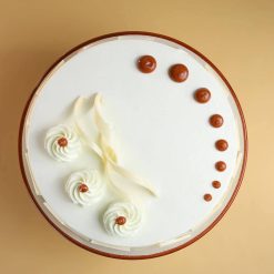 Butterscotch cream birthday cake top view