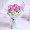 Everlasting pink crochet rose bouquet with five handmade roses