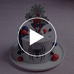 Alternate view of Spiderman web adventure cake