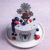 Front view of Spiderman birthday adventure cake