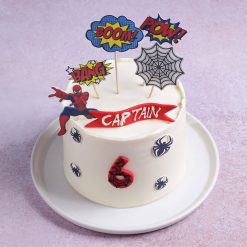 Top view of Spidey senses chocolate truffle cake