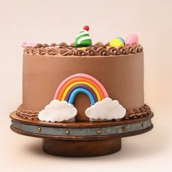 Front view of teddy bear happy birthday theme cake