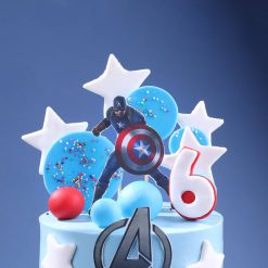 Captain America superhero birthday cake side view