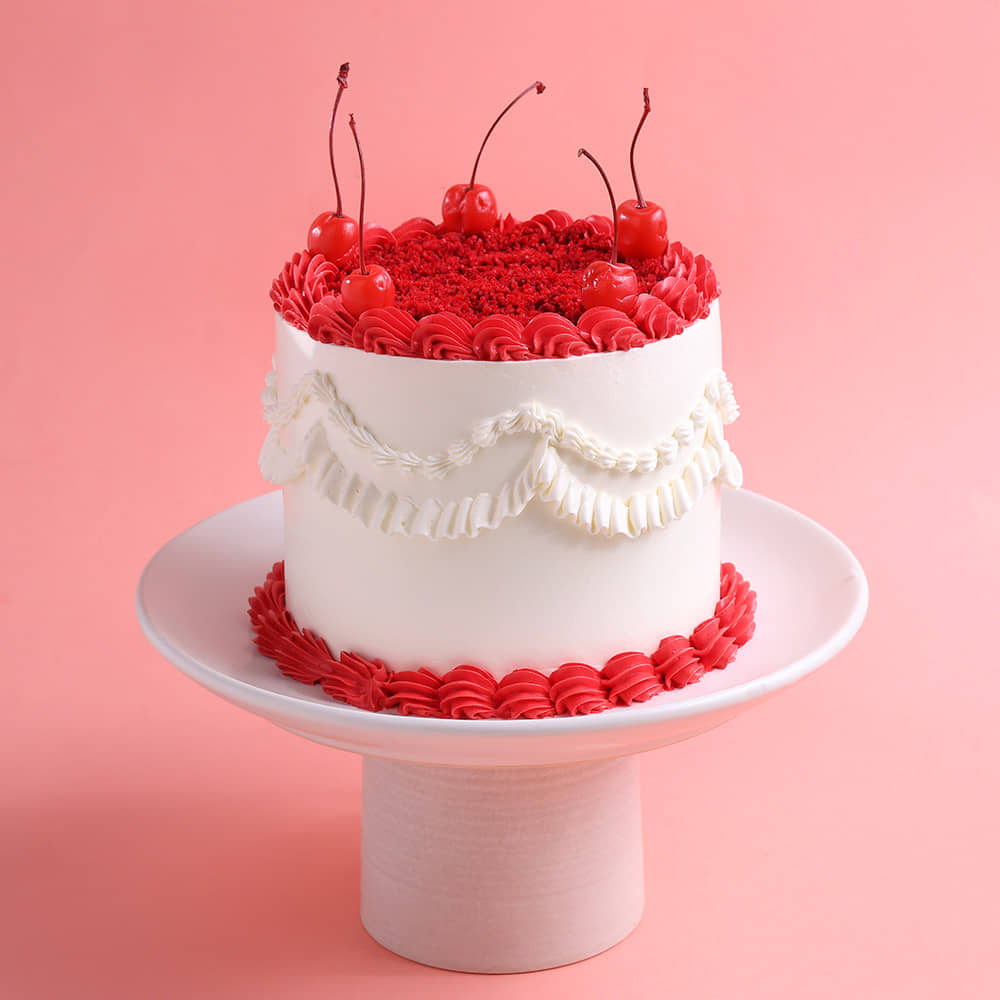 Cherries red velvet cream cake