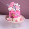 Pink cloudy Barbie theme cake for girls birthday