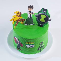 Top view of Ben 10 theme cake