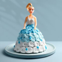 Barbie floral gown cake front view