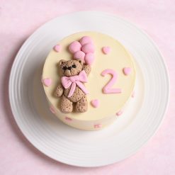 Alternative view of Pink Teddy Hug Bento Cake