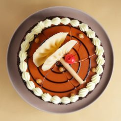 Chocolate butterscotch cake side view