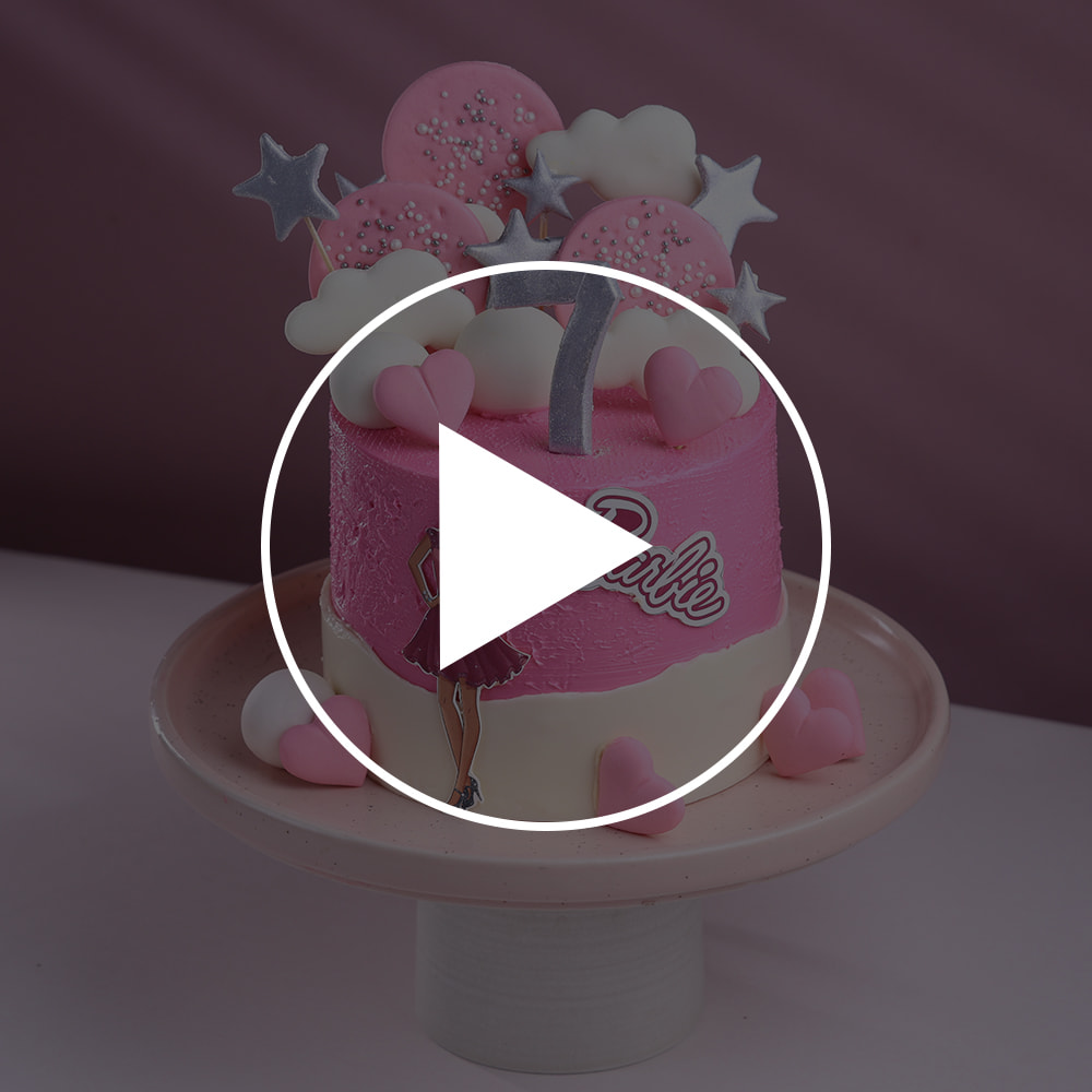 Cloudy Barbie cake front view