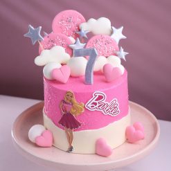 Cloudy Barbie dream birthday cake main view