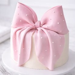 Elegant bow cake top view