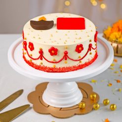 Festive Diwali diya floral semi-fondant cake