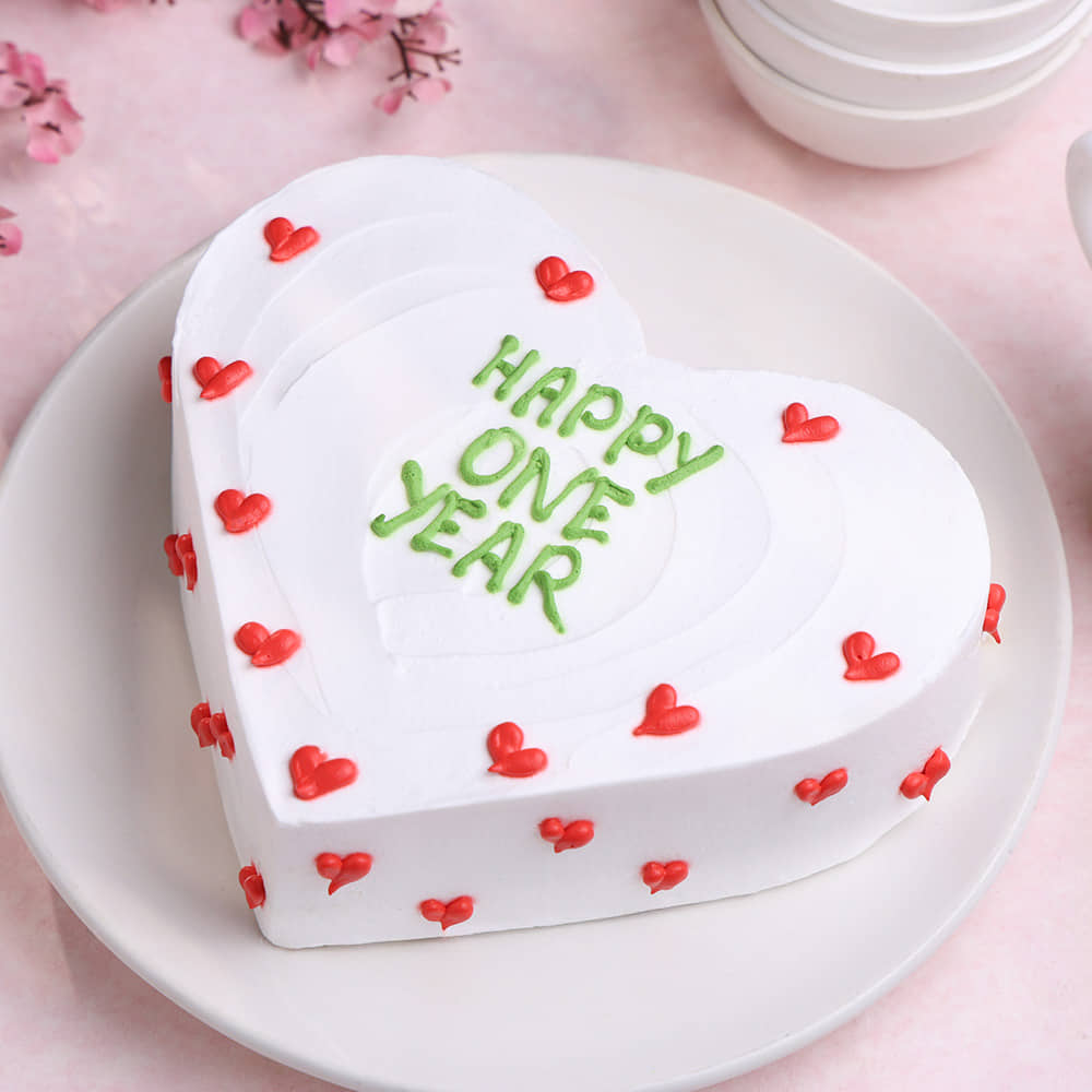 Scarlet Hearts Pineapple Anniversary Cake