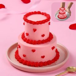 Romantic Heart Swirl Tiered Bento Cake - Image 4