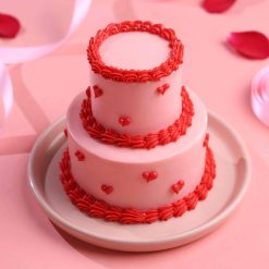 Romantic Heart Swirl Tiered Bento Cake