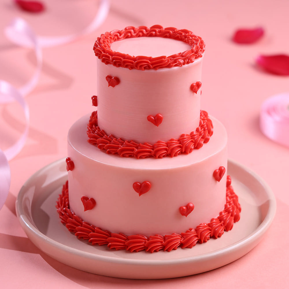 Romantic Heart Swirl Tiered Bento Cake - Image 2