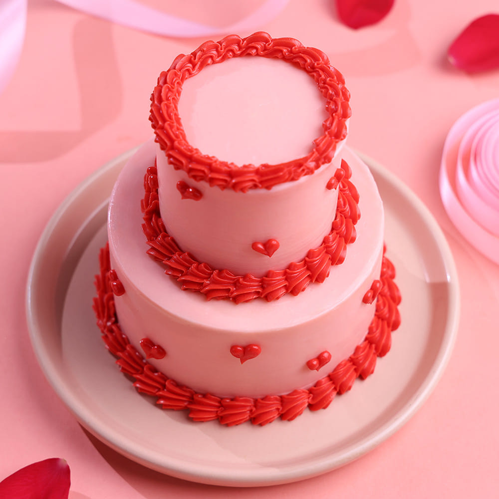 Romantic Heart Swirl Tiered Bento Cake - Image 3