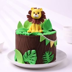 Alternative view of Little Lion Woodland Birthday Cake
