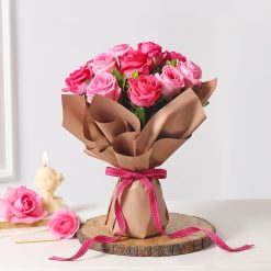 Blushing pink rose embrace bouquet
