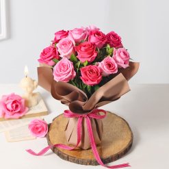 Blushing pink rose embrace bouquet