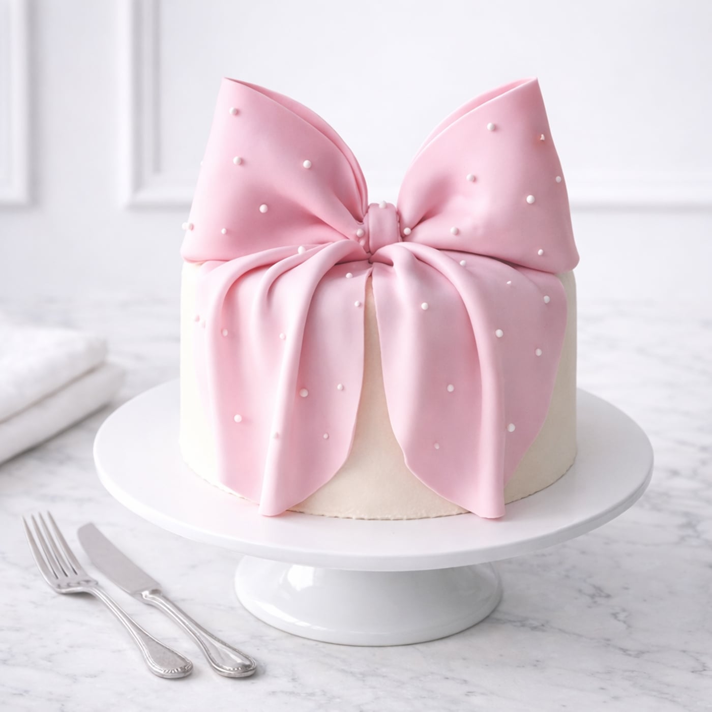 Pearl Bow Celebration Cake main view