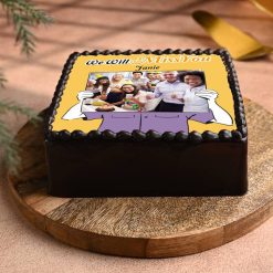 Personalised farewell chocolate cake detail view