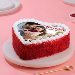 Personalised red velvet photo cake detail view