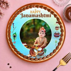 Happy Janmashtami personalised photo cake