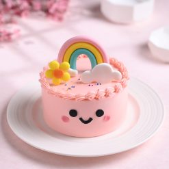Cheerful rainbow smiles bento cake main view