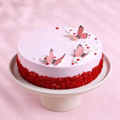 Butterfly red velvet cake front detail