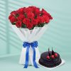 15 Red Roses & Chocolate Truffle Cake Combo