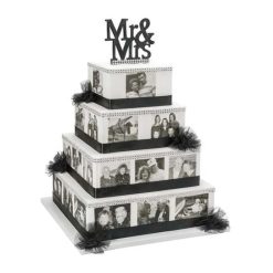 Four tier wedding memories photo collage cake