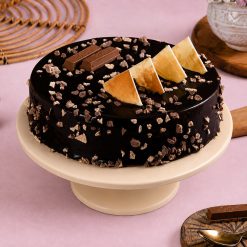KitKat curl chocolate truffle cake front view